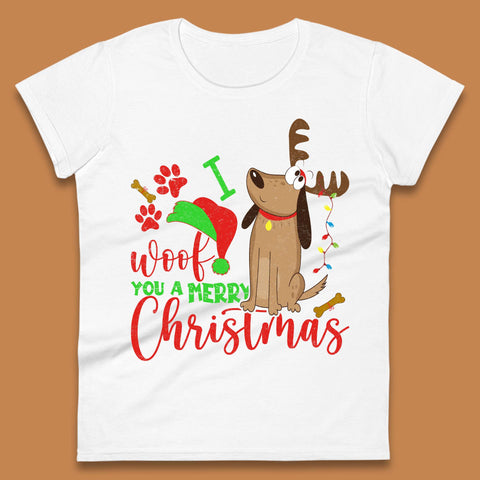 I Woof You A Merry Christmas Womens T-Shirt
