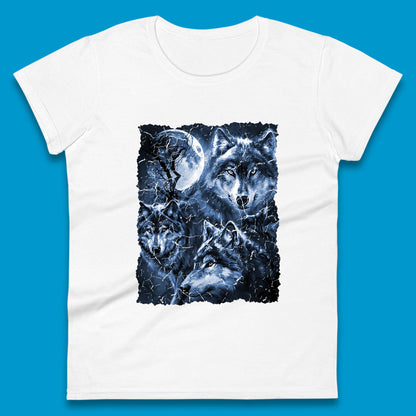 Wolf Family Howling 3 Wolf Moon Wild Free Wolves Three Gray Wolf Dog Animal The Mountain Womens Tee Top