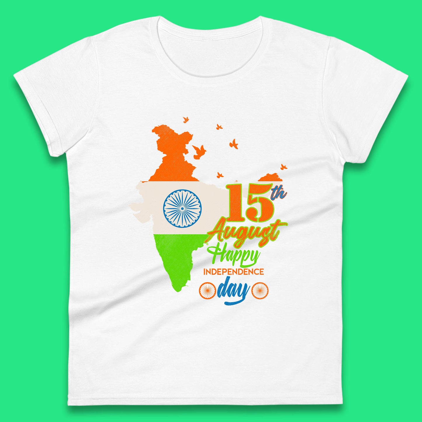 15th August India Happy Independence Day Patriotic Indian Map Flag Womens Tee Top