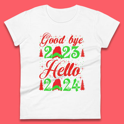Good Bye 2023 Hello 2024 Merry Christmas Happy New Year Xmas Festive Celebration Womens Tee Top