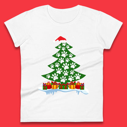 christmas tree with paw prints of dogs t shirt
