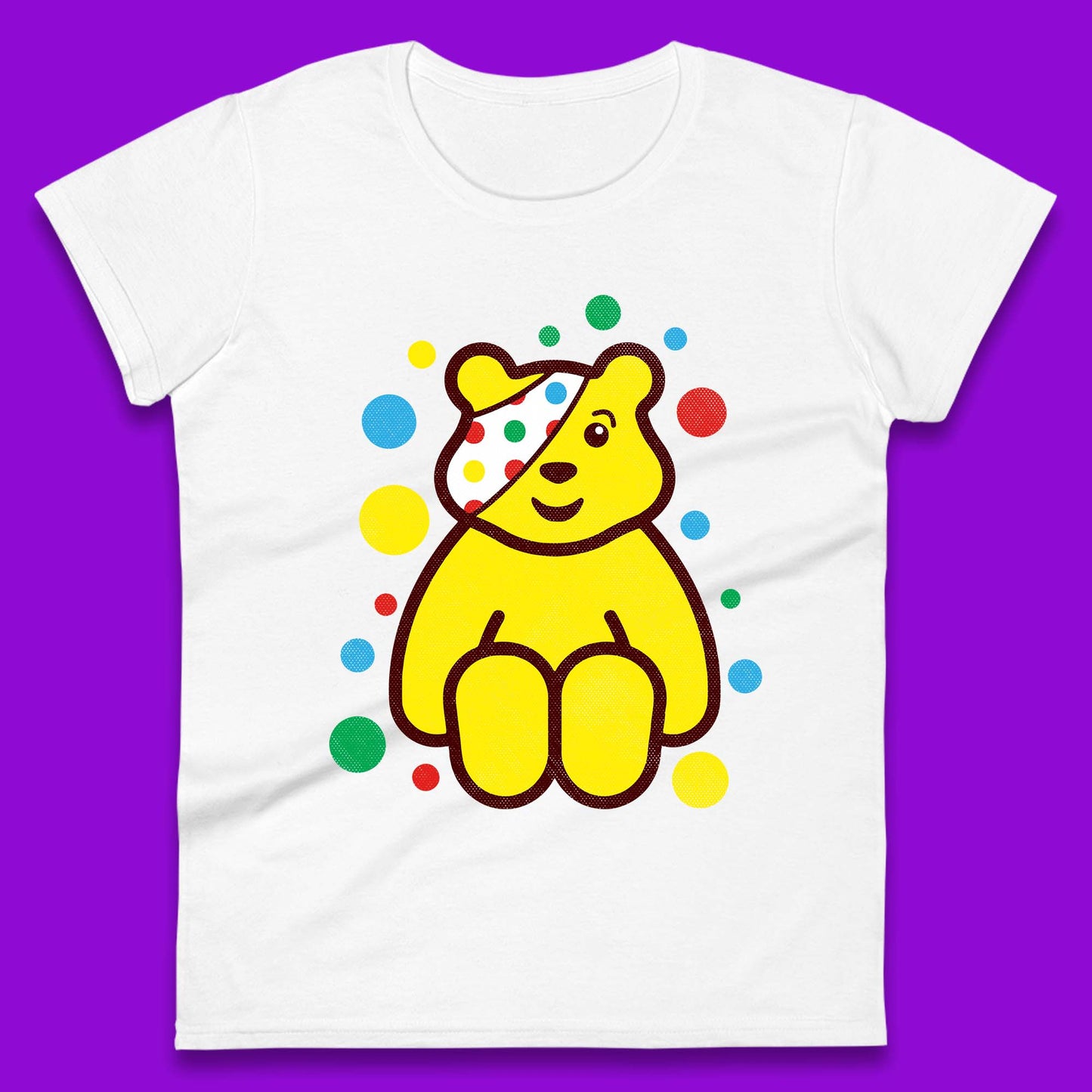 Children In Need Sitting Spotty Pudsey Bear Charity Raising Spotty Day Womens Tee Top