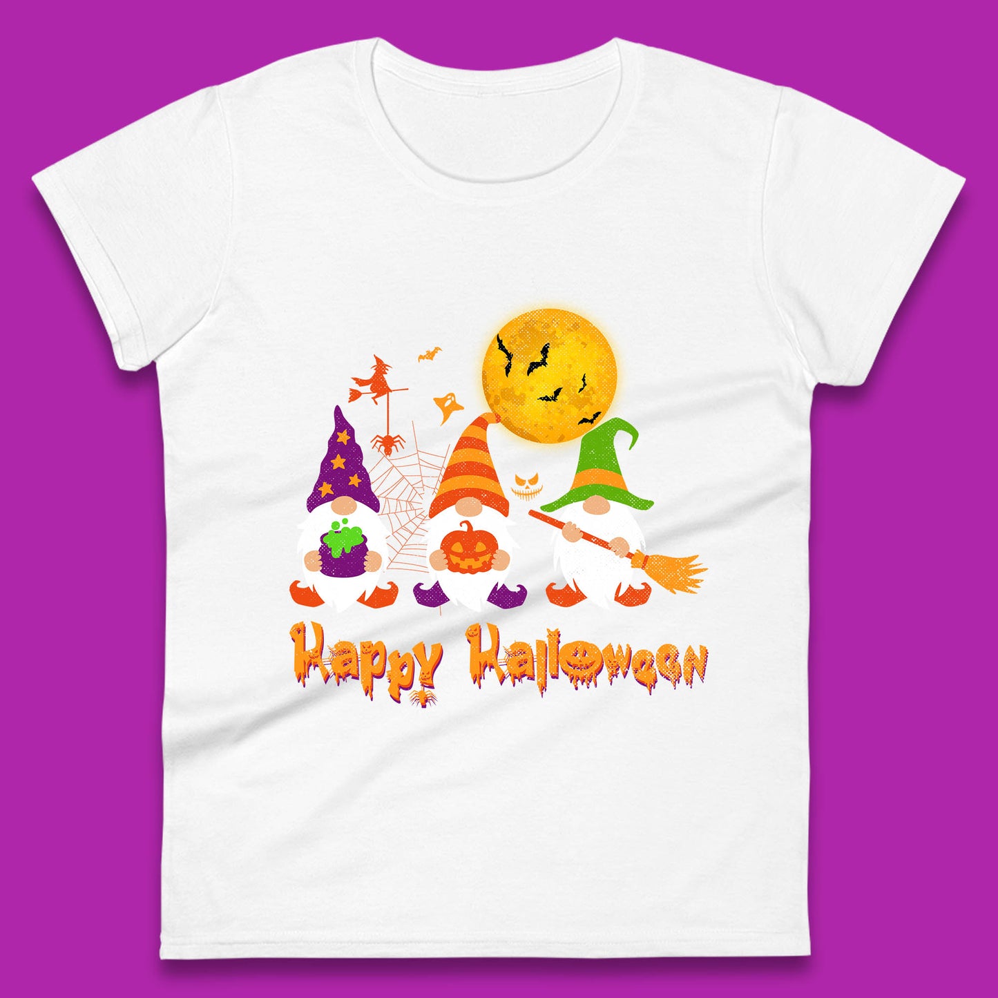 Happy Halloween Gnomies Spooky Witch Gnomes Scary Gnome Lover Womens Tee Top