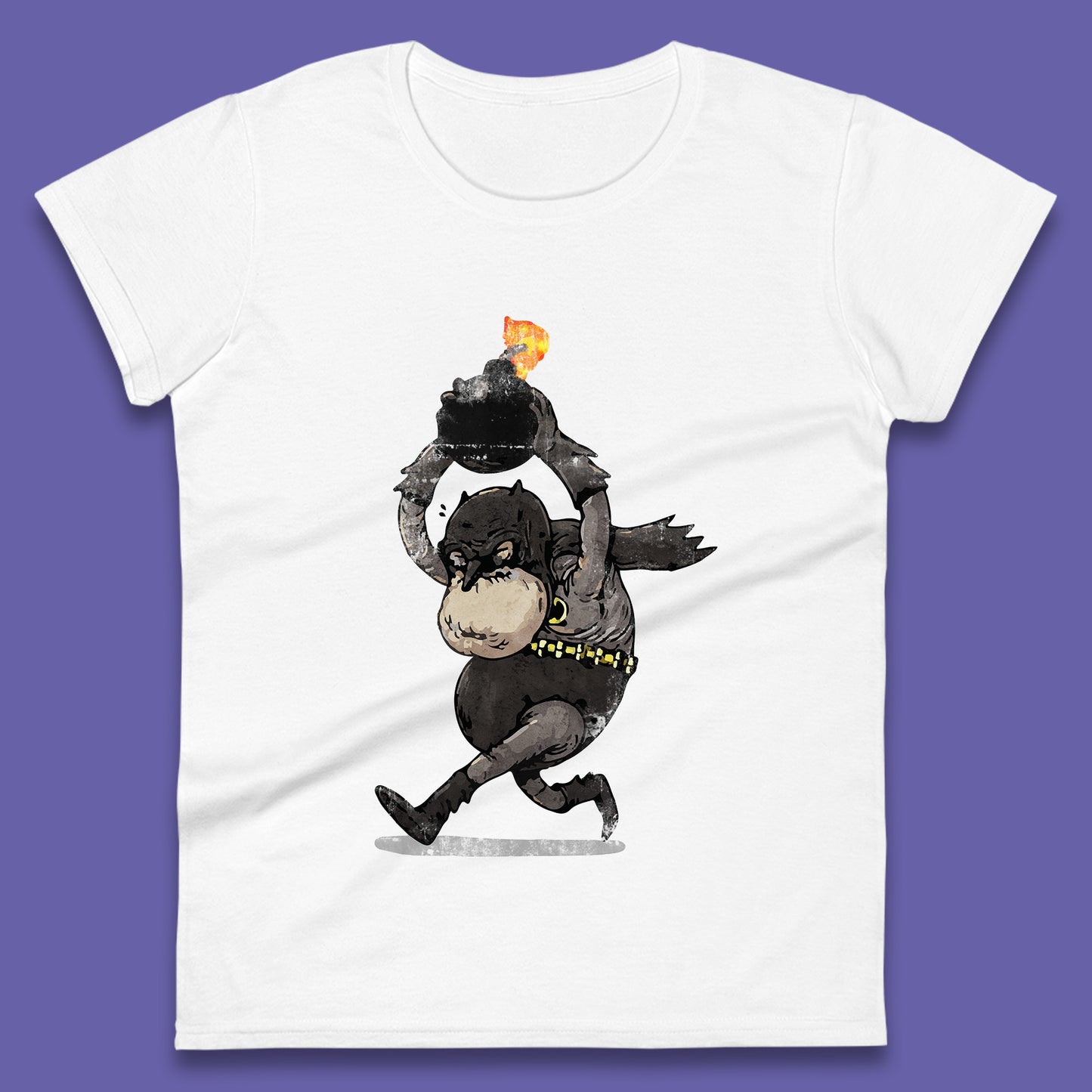Old Batman Throwing Bomb Comic Book Art Aging Superhero DC Comics Fictional Character Womens Tee Top
