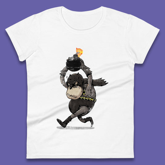 Old Batman Throwing Bomb Comic Book Art Aging Superhero DC Comics Fictional Character Womens Tee Top