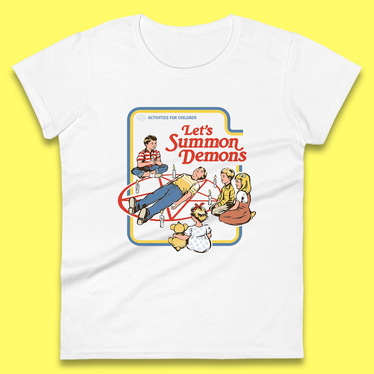 Let's Summon Demons Creepy Incantation Halloween Comic Funny Dark Humor Womens Tee Top