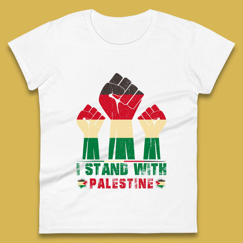 I Stand With Palestine Freedom Protest Fist Support Palestine Save Gaza Womens Tee Top