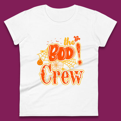 The Boo Crew Halloween Boo Squad Horror Scary Spokky Matching Costume Womens Tee Top