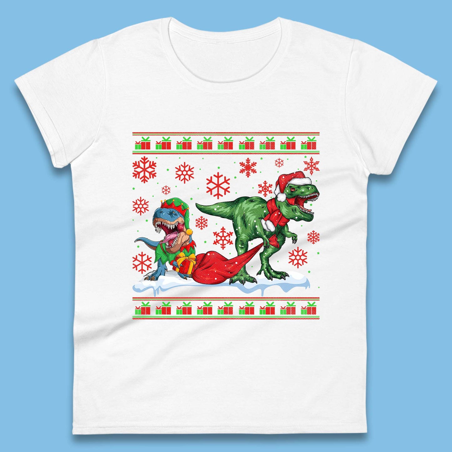 santa & elf costume womens t shirt
