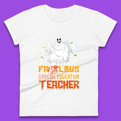 Fabolous Special Education Teacher Halloween Fabulous Spooky Ghost Teacher Womens Tee Top