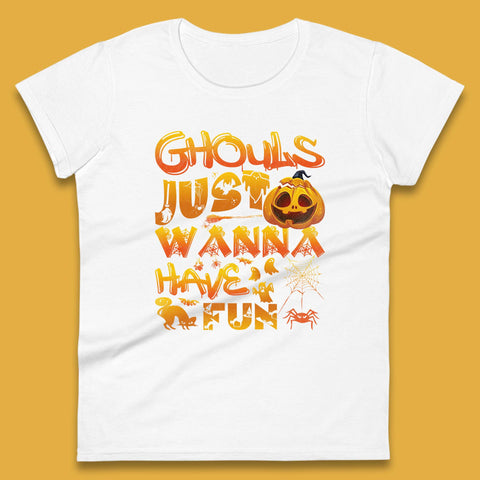 Ghouls Just Wanna Have Fun Halloween Disco Ghost Ghouls Night Out Spooky Season Womens Tee Top