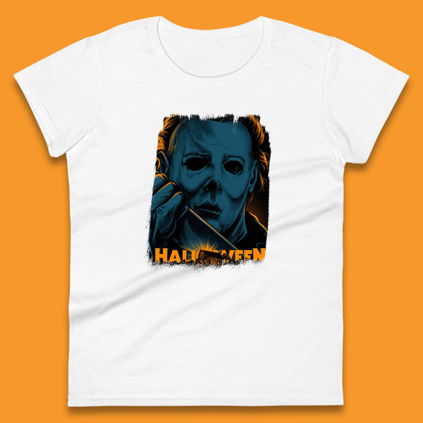 Halloween (1978) Poster Slasher Film Michael Myers Halloween Horror Thriller Movie Character Womens Tee Top