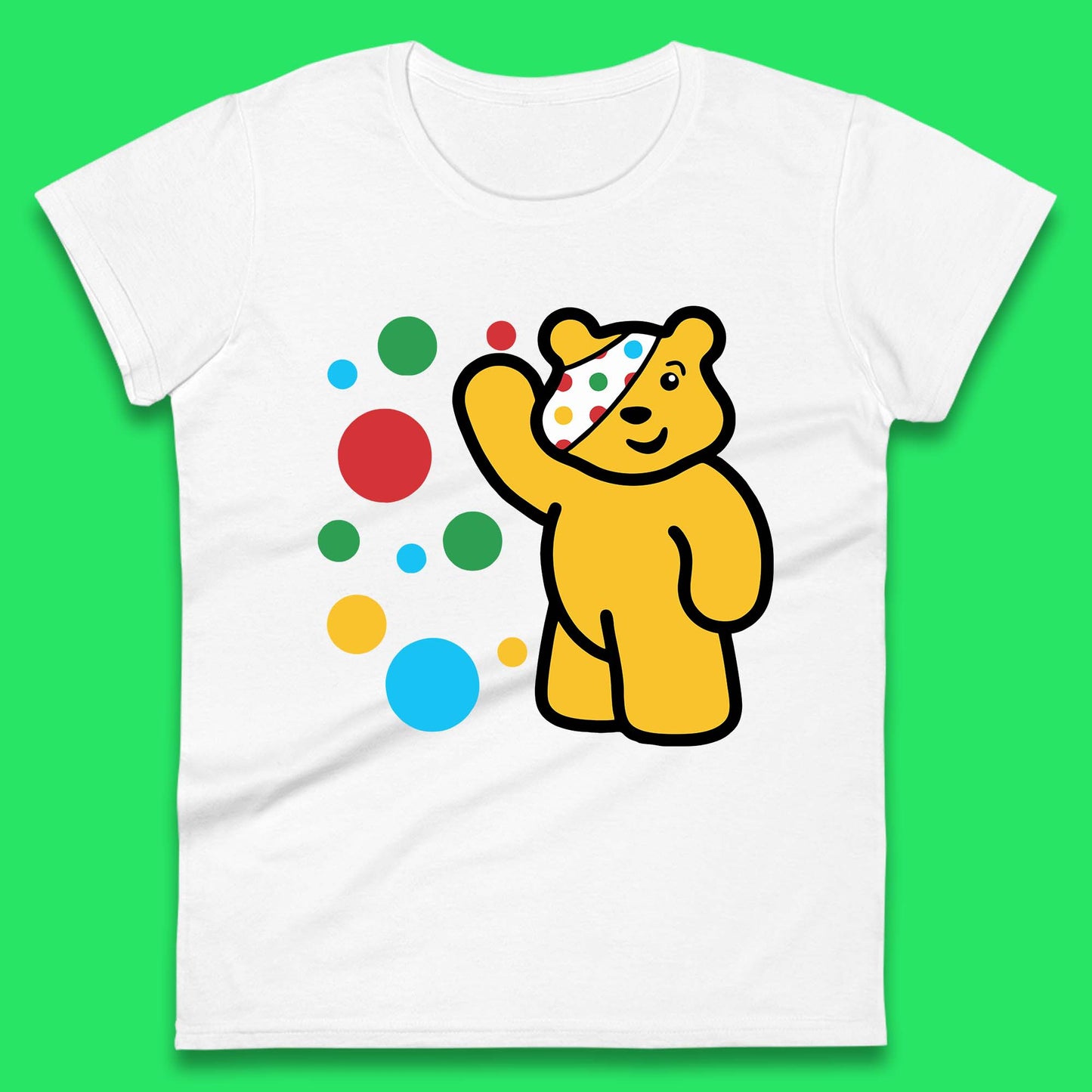 Spotty Pudsey Bear Hand Waving Dotty Spot Fundraising Children In Need Spotty Bear Spotty Day Womens Tee Top