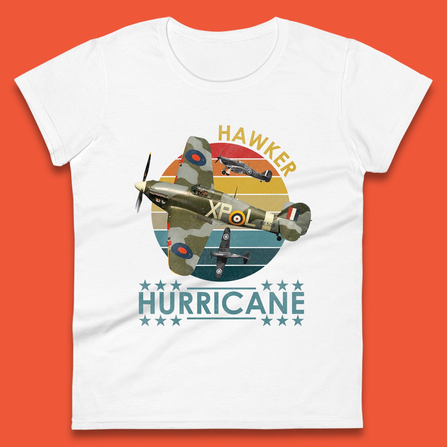 Hawker Hurricane UK Vintage WWII RAF Fighter Jet British Aircraft Royal Air Force Remembrance Day Womens Tee Top