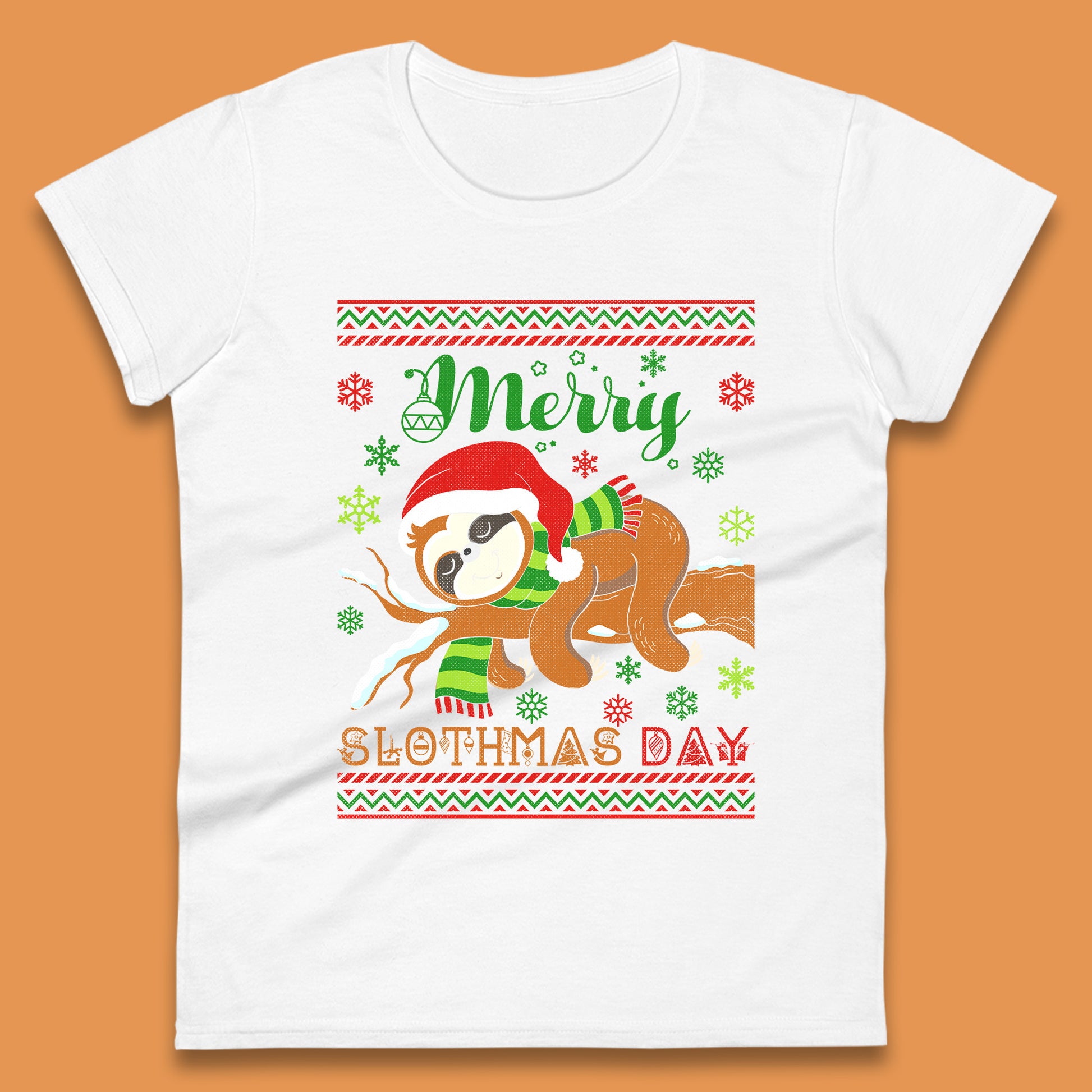 sloth christmas womens t shirt