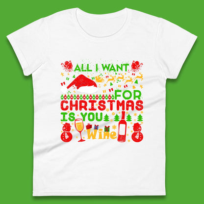 christmas wine womens t shirt