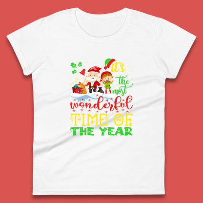 santa reindeer and elf womens t shirt