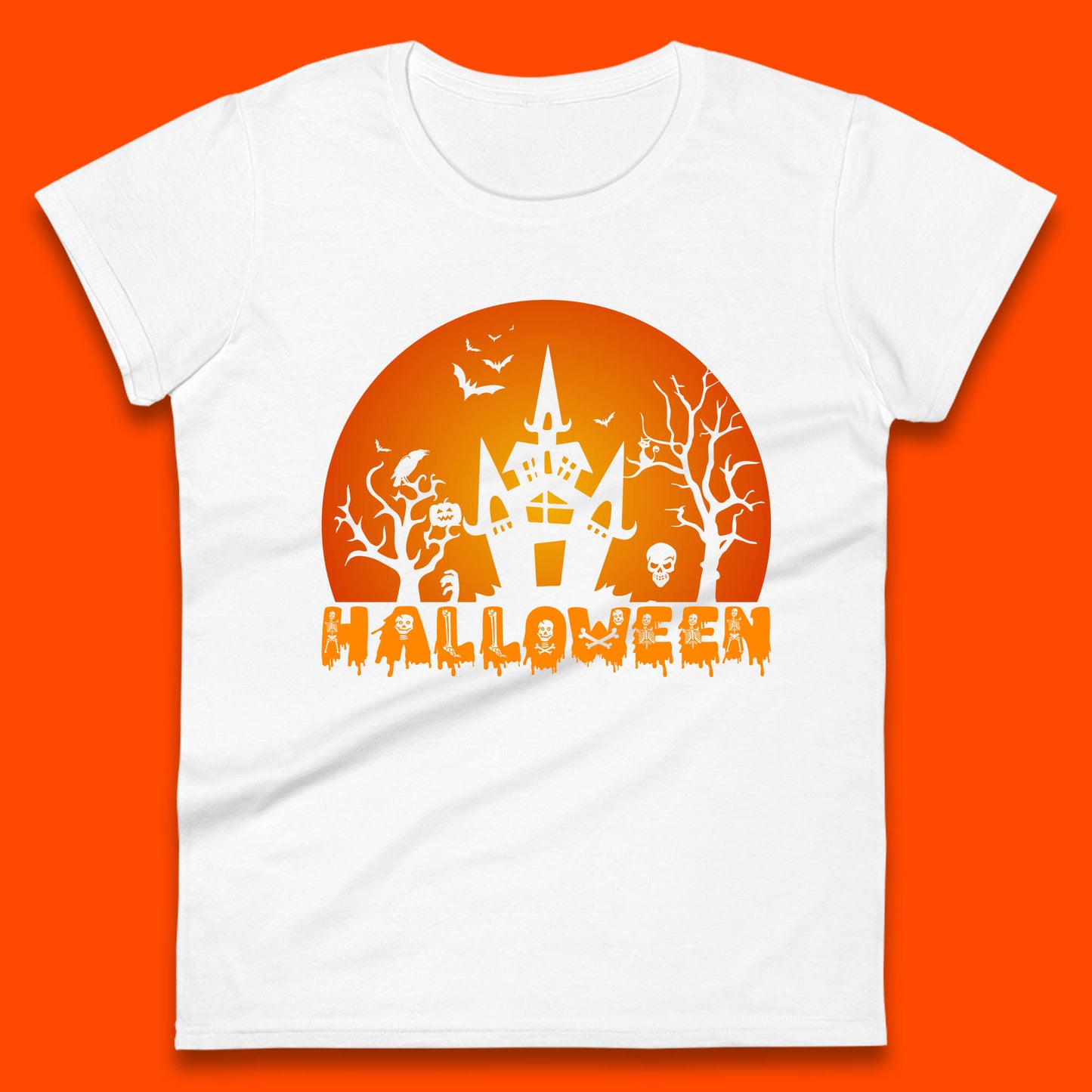 Halloween Horror Scary Hunted House Scary Spooky Night Festive Gift Womens Tee Top