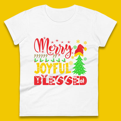Merry Joyful Blessed Christmas Womens T-Shirt