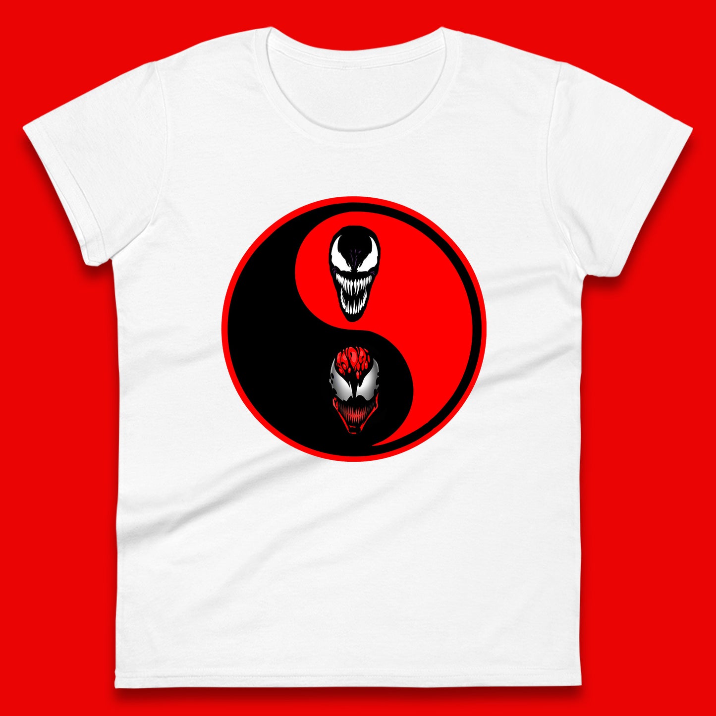 Marvel Comics Carnage And Venom Fictional Movie Character Anime Yin Yang Spoof Womens Tee Top