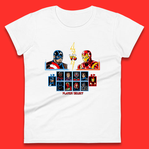 Captain America VS Iron Man Marvel Avengers Superheros Movie Character Panther Widow Thor Womens Tee Top