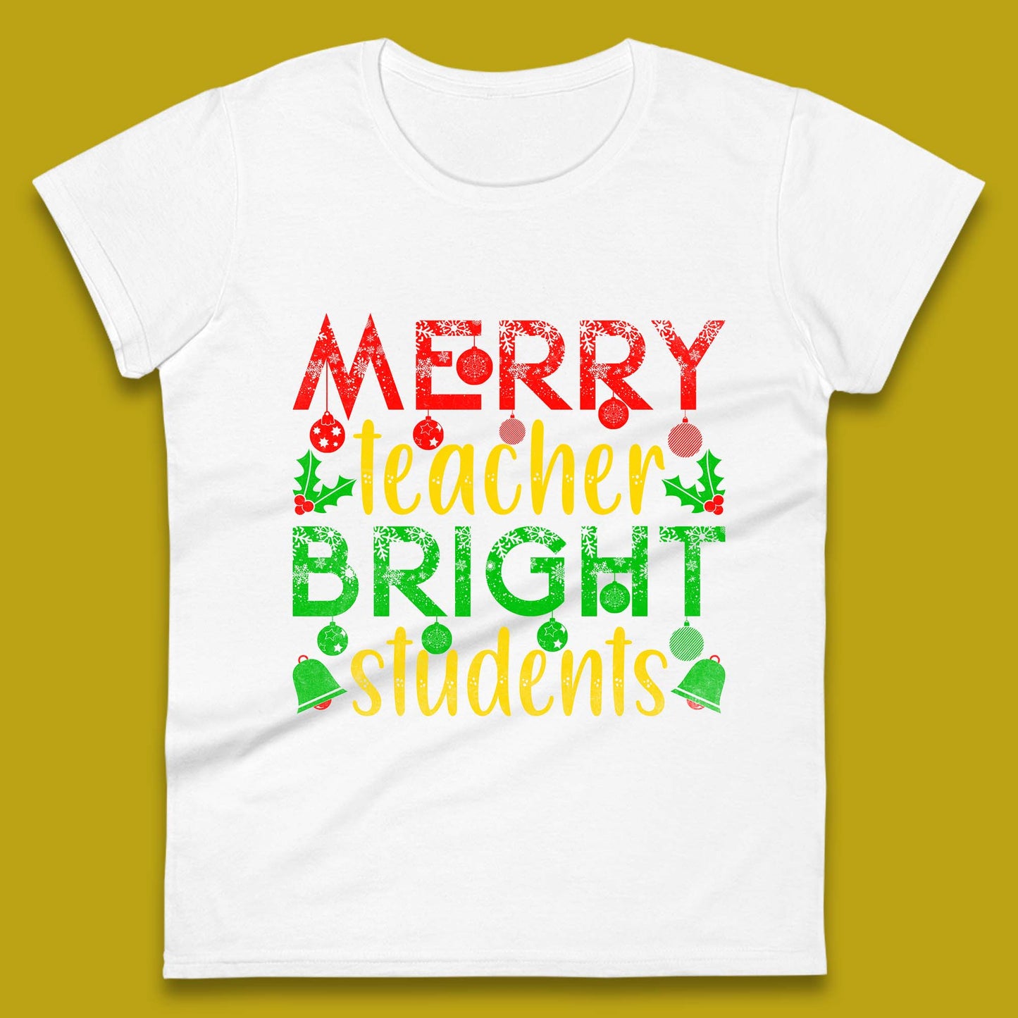 merry teacher bright students christmas womens t shirt