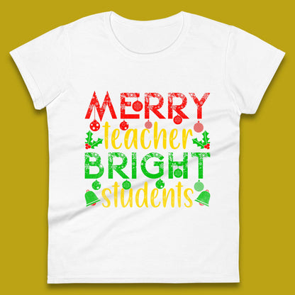 merry teacher bright students christmas womens t shirt