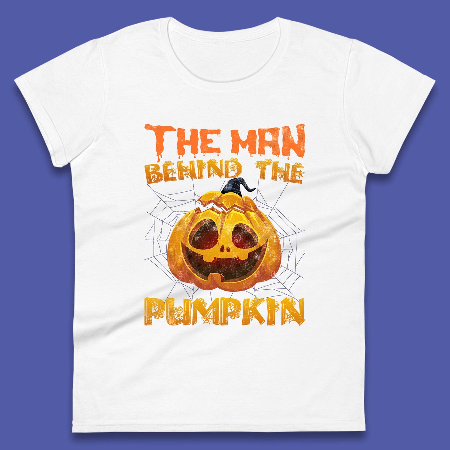 The Man Behind The Pumpkin Halloween Pregnancy Baby Announcement New Dad Gift Womens Tee Top