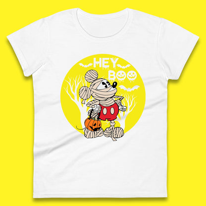 Hey Boo Disney Halloween Mickey Mouse Mummy Trick Or Treat Spooky Vibes Womens Tee Top