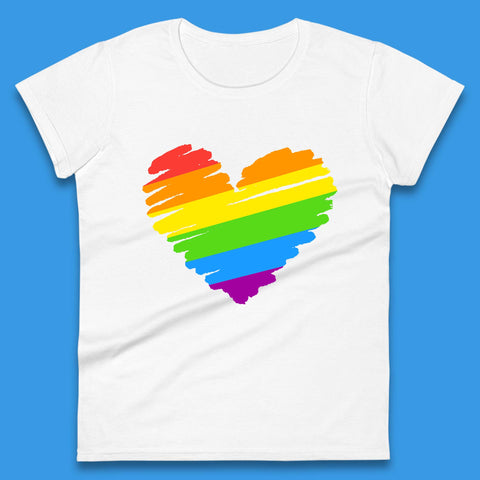 Rainbow Colour Heart Pride LGBTQ Rainbow Pride LGBT Gay Pride Month Womens Tee Top