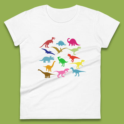 Colourful Dinosaurs Dino Fossil Dinosaurs Wild Nature Prehistoric Paleontology Velociraptor Womens Tee Top