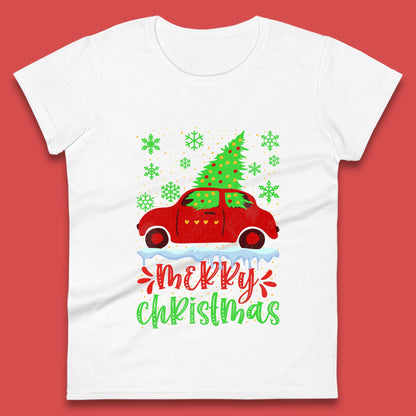 merry christmas red car t shirt