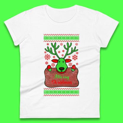 merry christmas reindeer womens t shirt