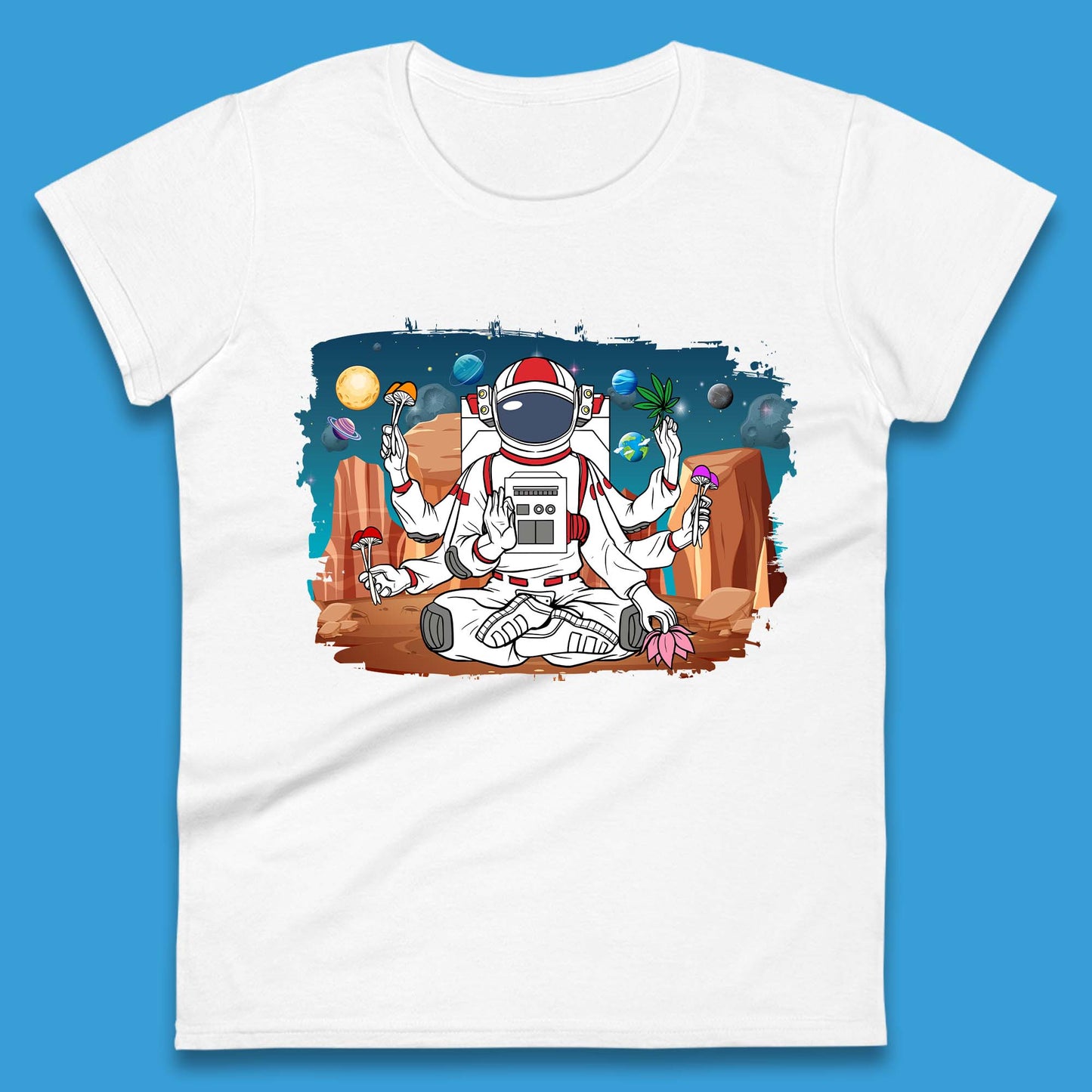 Meditating Astronaut Yoga Womens T-Shirt