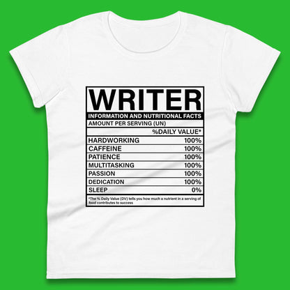 Writer Nutritional Facts Womens T-Shirt