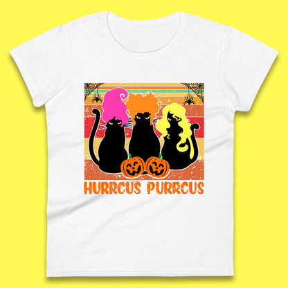 Vintage Halloween Witches Hurrcus Purrucs Scary Cat Horror Pumpkin Faces Hocus Pocus Halloween Costume Womens Tee Top