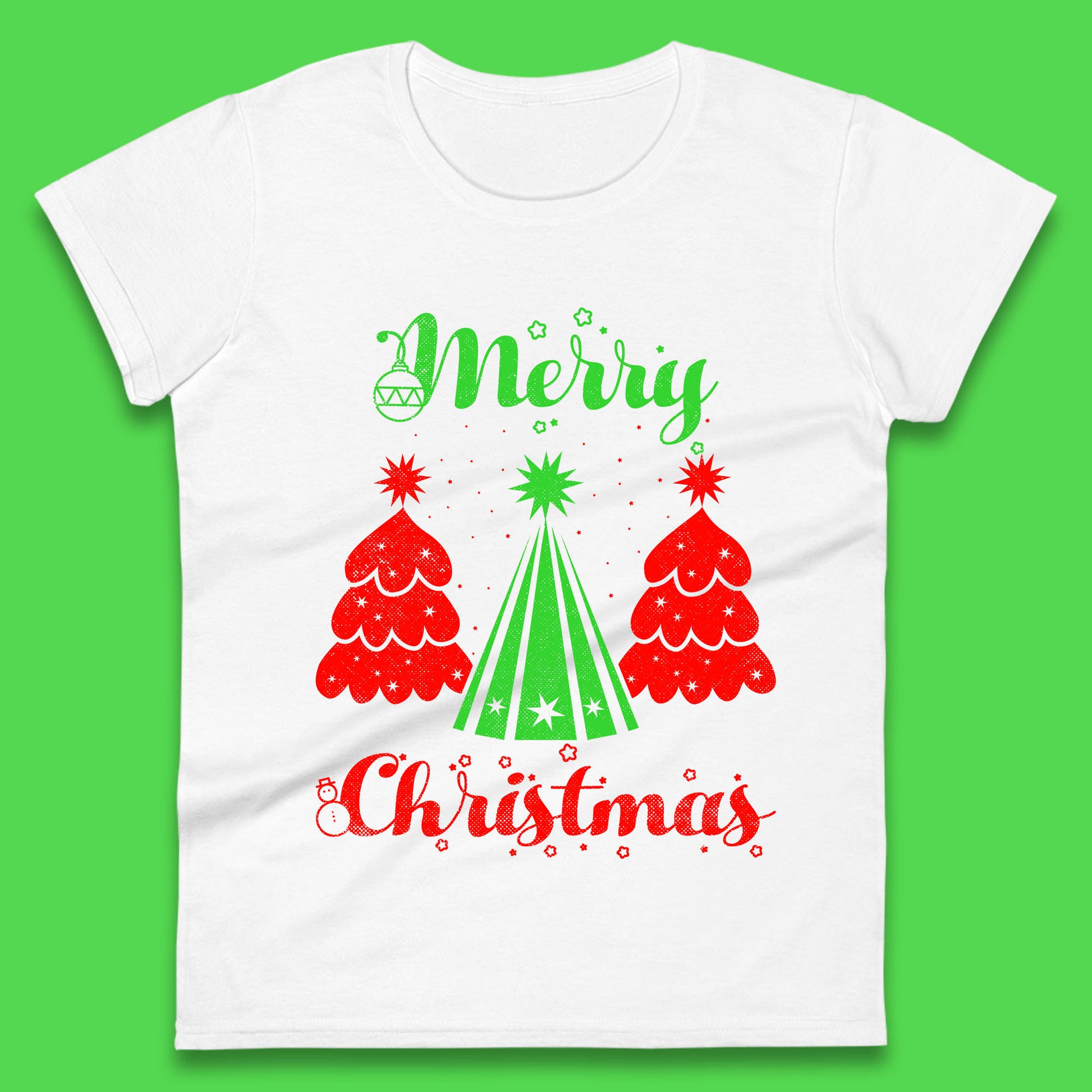 merry christmas tree womens t shirt