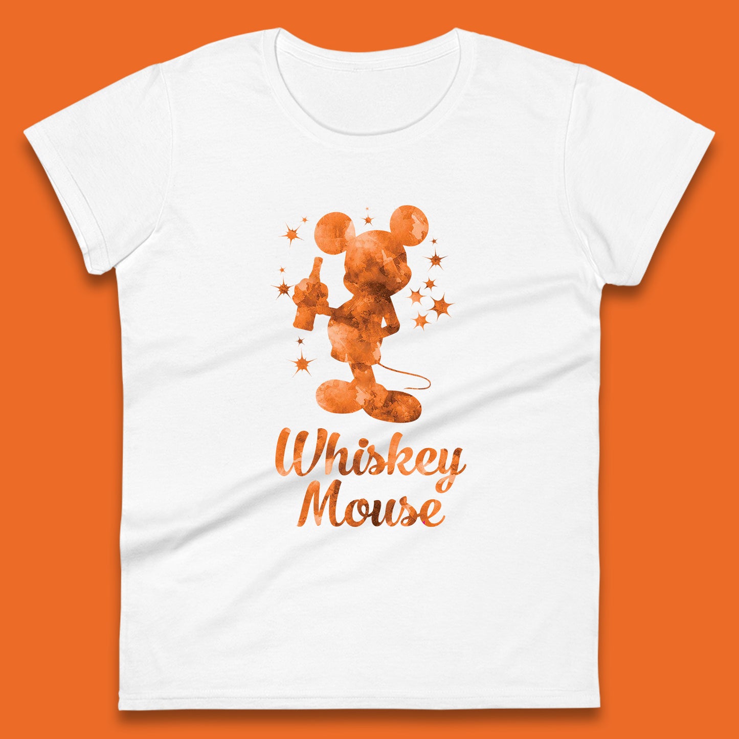 Whiskey Mouse Mickey Minnie Mouse Cartoon Character Holding Beer Bottle Disneyland Whiskey Lovers Womens Tee Top