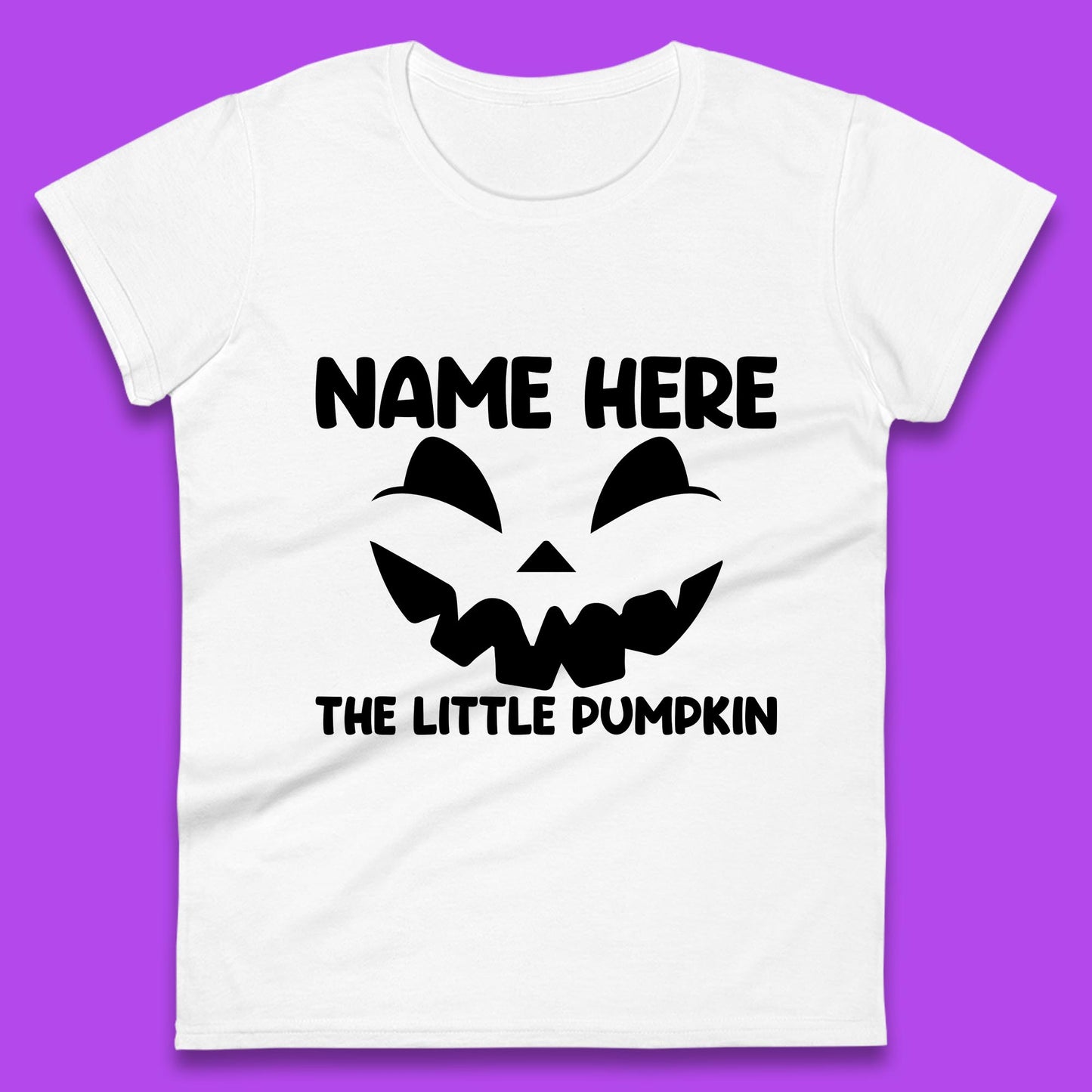 Personalised Your Name Here The Little Pumpkin Jack O Lantern Scary Spooky Face Womens Tee Top