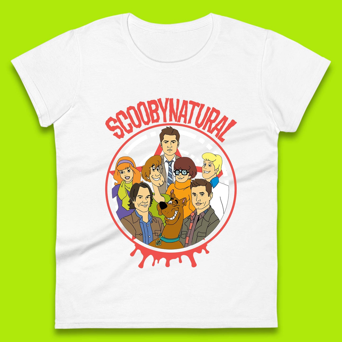 Scooby-Doo Scoobynatural Mash Up Group Shot Poster Happy Halloween Womens Tee Top