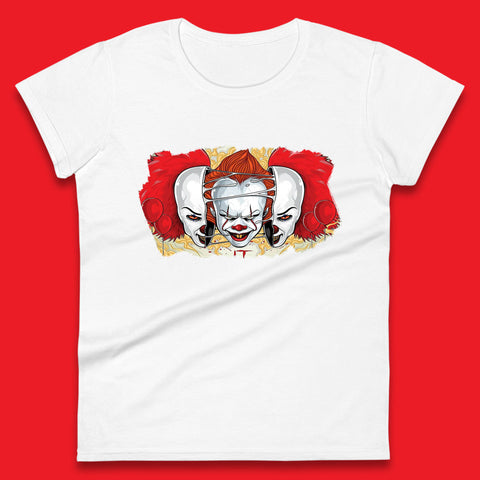 IT Pennywise Clown Halloween Horror Movie Character Evil Clown Costume Serial Killer Womens Tee Top