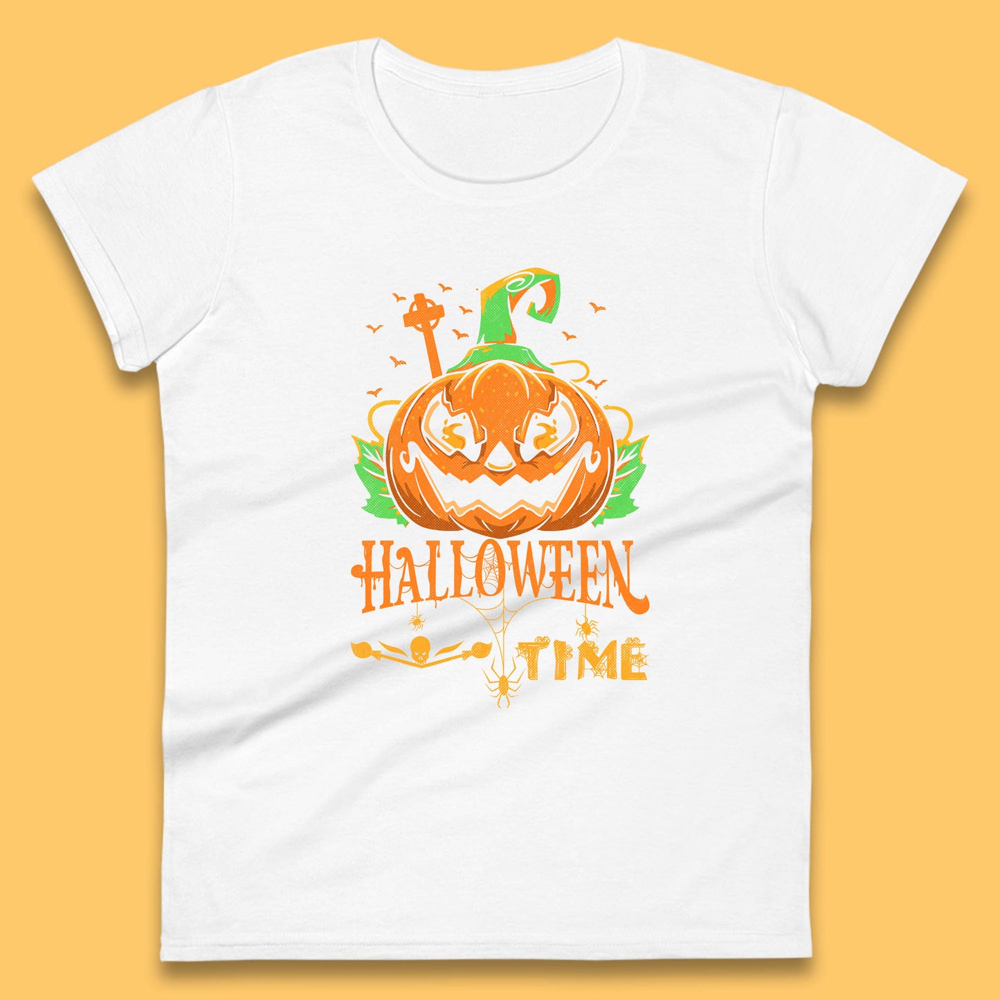 Halloween Time Scary Face Jack O Lantern Horror Pumpkin Halloween Scary Night Womens Tee Top
