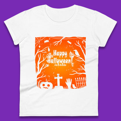 Happy Halloween Witch Hand Cross Sign Scary Pumpin Spooky Terrific Halloween Night Womens Tee Top