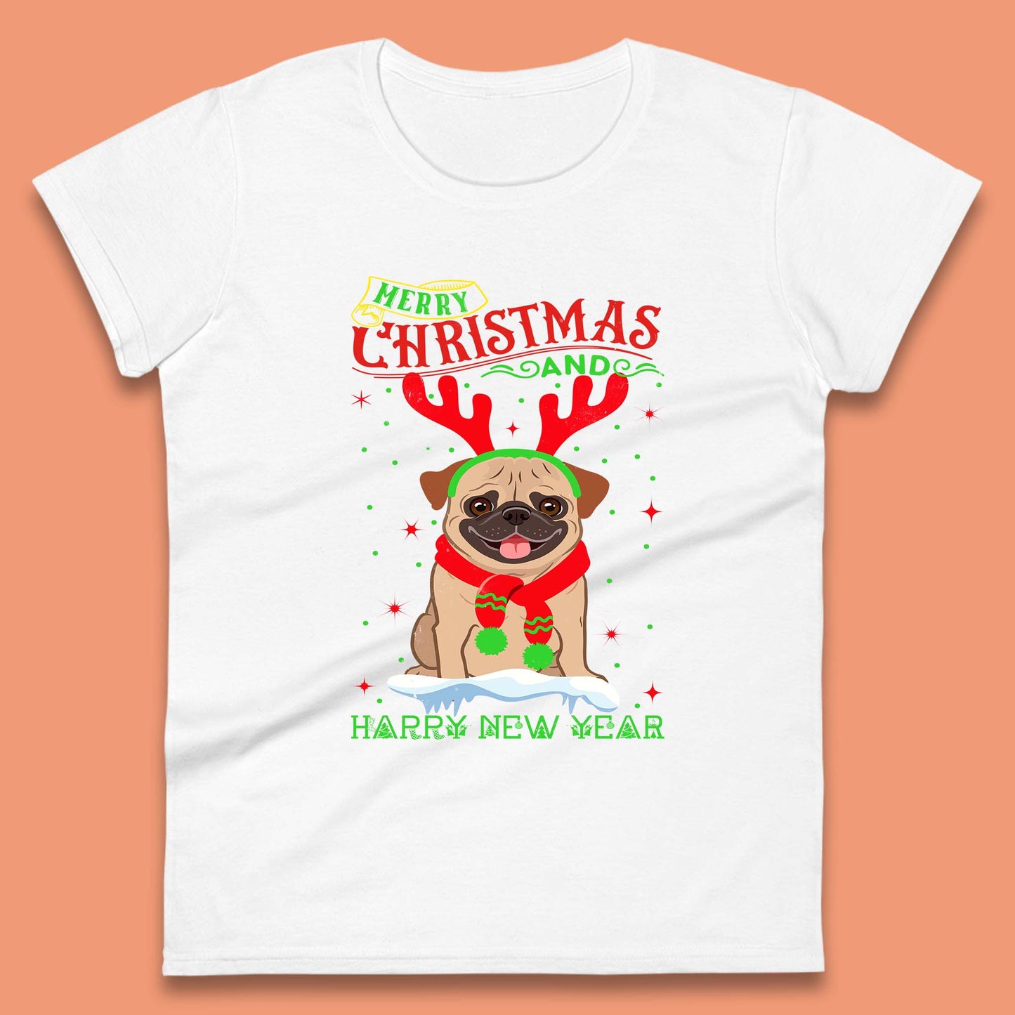 christmas pug dog womens top
