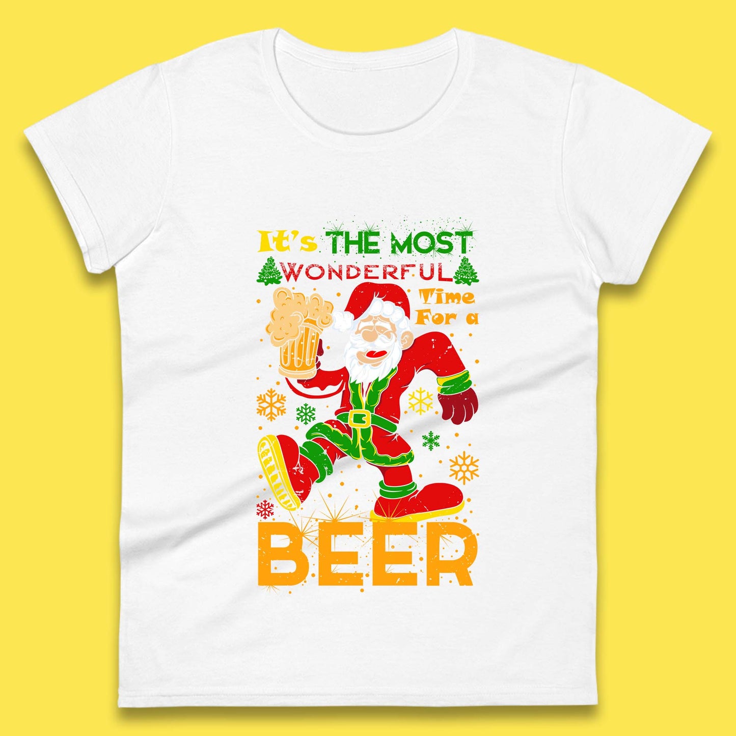 santa drink beer womens tee