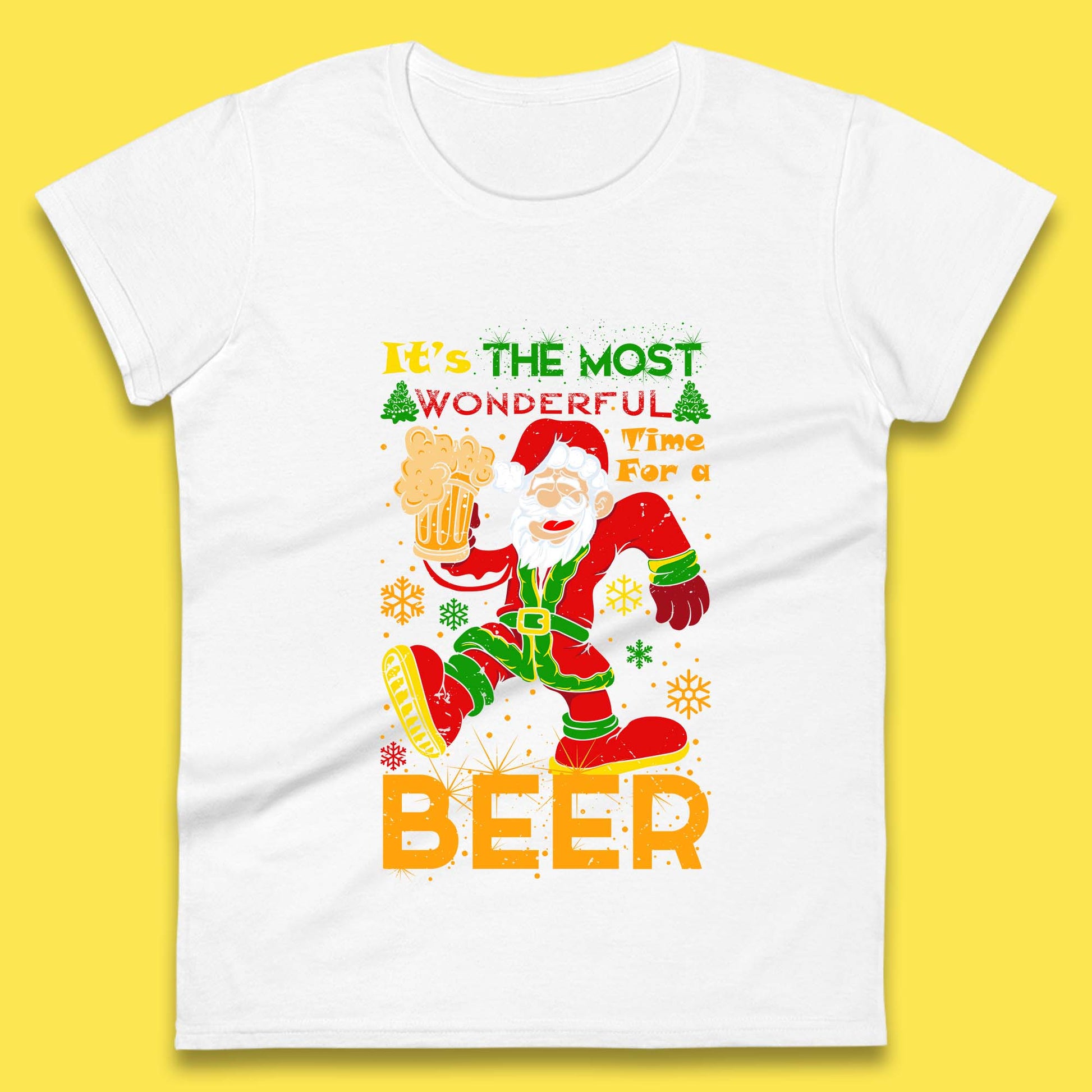 santa drink beer womens tee