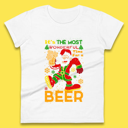 santa drink beer womens tee