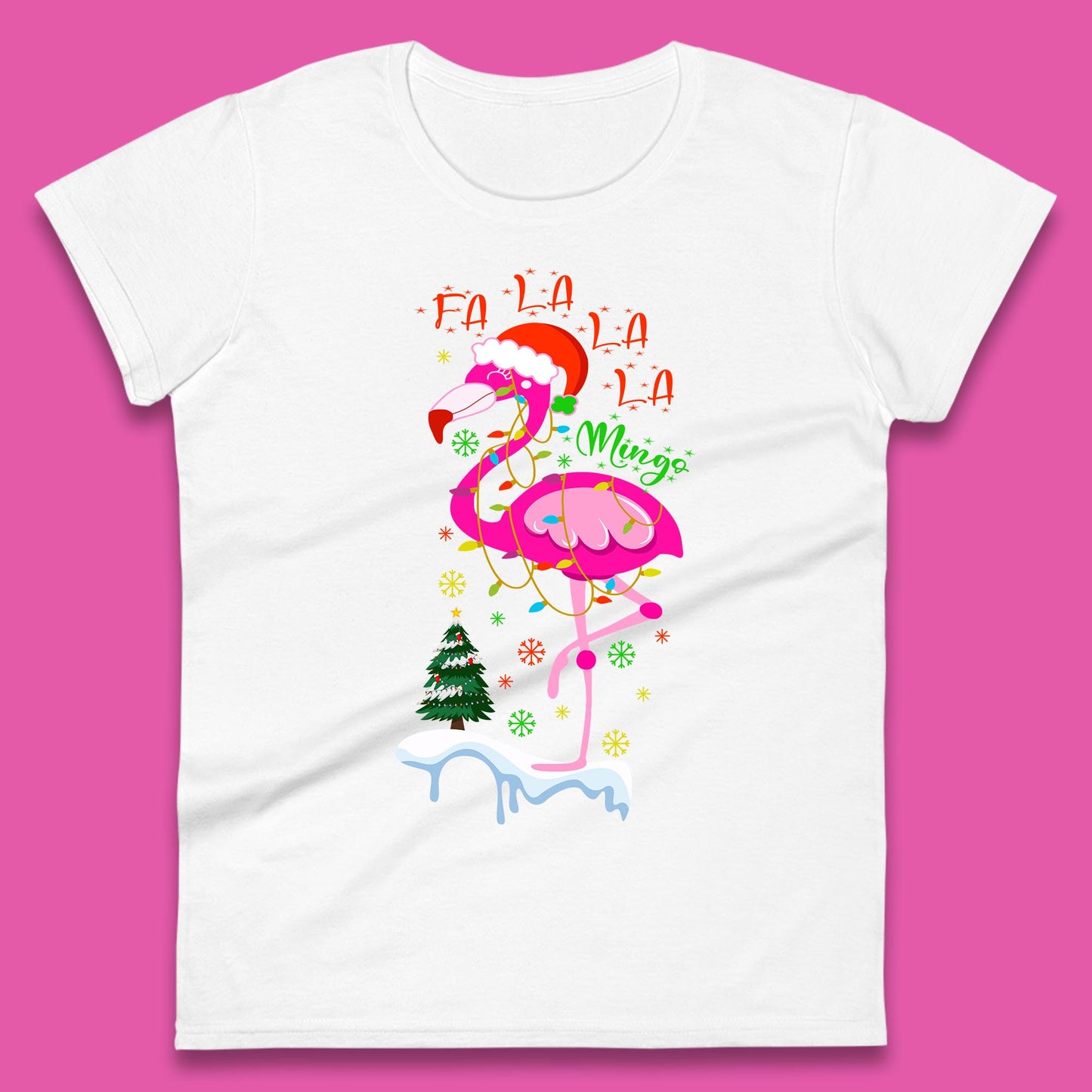 flamingo christmas womens t shirt