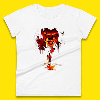IT Clown Pennywise Halloween Horror Movie Character Serial Killer Clown Costume Womens Tee Top
