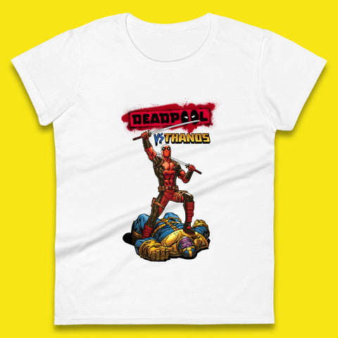 Marvel Comics Deadpool VS Thanos The Ultimate Face Off Comic Book Fictional Characters Womens Tee Top
